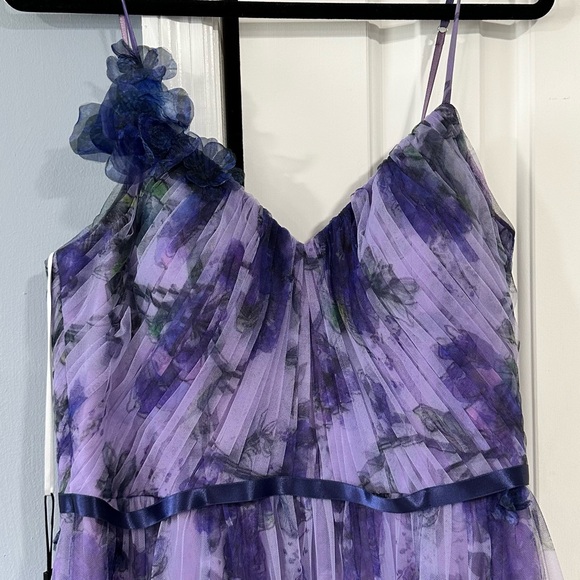 NWT Marchesa Notte Evening Gown Floral Applique Maxi 14 - Picture 5 of 13